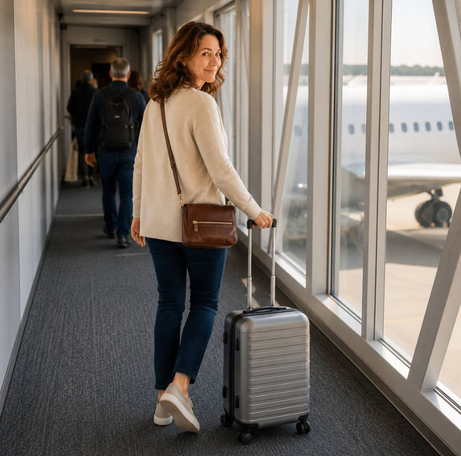 Traveler at the airport with luggage